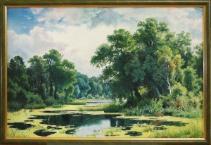 Копия картины Ефима Волкова "Заросший пруд"